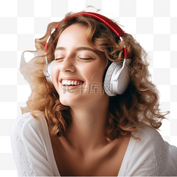 戴耳机听音乐图片_在家戴着耳机听音乐庆祝圣诞假期