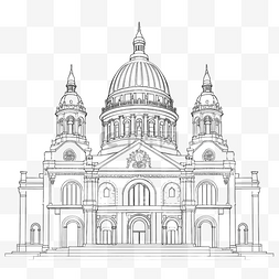 圣保罗大教堂地标前立面图的轮廓
