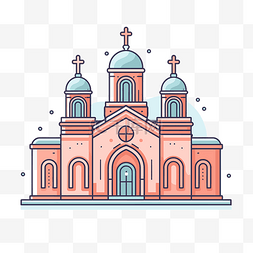 大白色背景上的红色东正教教堂 
