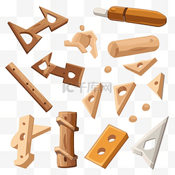 关节剪贴画木工套件设计元素与木