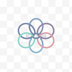四个彩色图片_带有四个彩色圆圈的花标志 向量