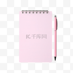 螺旋形线条图片_浅粉色记事本和用于书写日常任务