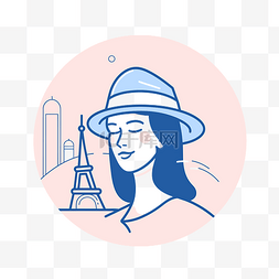 巴黎圣母院矢量图片_巴黎女性旅游帽 向量