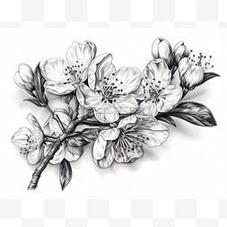 白纸上的樱花纹身设计