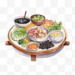 日本桌子图片_motsunabe 日本食品 水彩