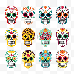 矢量 dia de los muertos 亡灵节或墨西