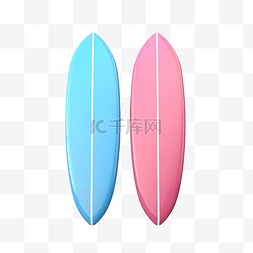 蓝色冲浪板图片_粉红色蓝色冲浪板隔离夏季旅行概
