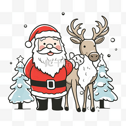 矢量圣诞老人插画图片_圣诞快乐圣诞老人和驯鹿矢量图