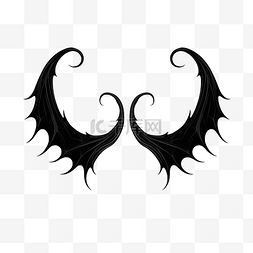 恶魔尾角和翅膀恶魔黑色元素为照