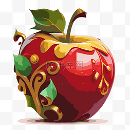 苹果剪贴画 红苹果与红色漩涡卡