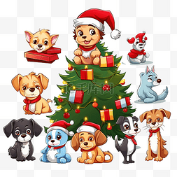 在画画的孩子图片_在圣诞节期间找到一种与宠物一起