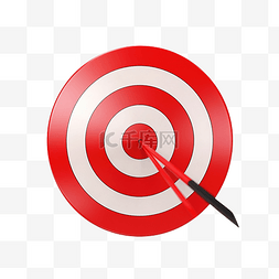 红色靶心图片_带有红色飞镖或箭头的目标隔离3D