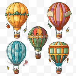 气球剪贴画 一些卡通热气球在白