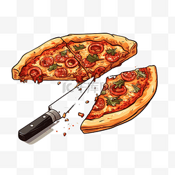 切割图片_ai 生成披萨片带刀插图