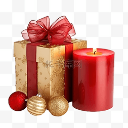 金色星星带图片_红色和金色圣诞礼盒和装饰灯笼蜡