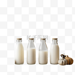 干草上的牛奶瓶模型秋季农场集市