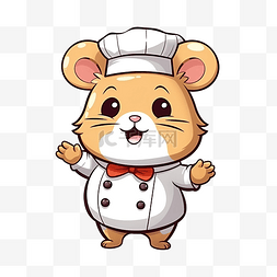 可爱的仓鼠厨师卡通风格