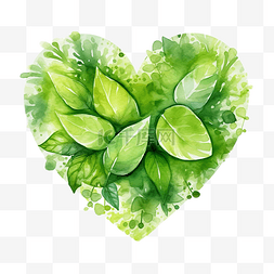 生态友好的绿色地球心形符号种植