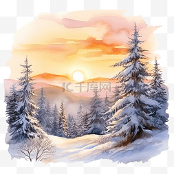 雪中树图片_山中的第一缕阳光