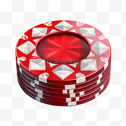 赌场筹码钻石红色 3d