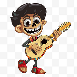 墨西哥图片_可可剪贴画卡通墨西哥男孩弹吉他