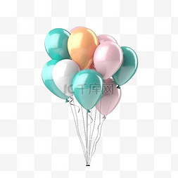 气球喜庆新年图片_庆祝或生日聚会的气球 3D 渲染插