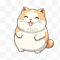 可爱的胖乎乎的猫咪卡通元素
