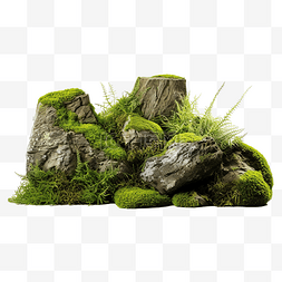 岩石苔藓图片_苔藓和粗糙的石头隔离png照片高品