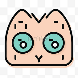 可爱的方形猫，眼睛可以看见 向
