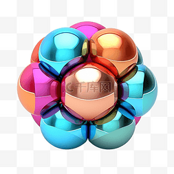 彩色球体图片_多角度 3D 形状球体与彩色现代糖