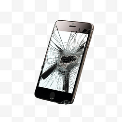 破碎图片_破碎的屏幕智能手机被隔离的锤子