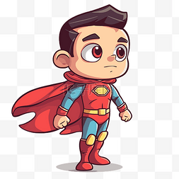 超人卡通背景图片_卡通超人男孩站在白色背景上的超