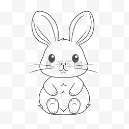 卡通白色兔子头图片_着色页卡通兔子为孩子轮廓素描画