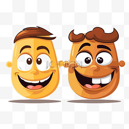 快乐的脸剪贴画两个卡通人物脸矢