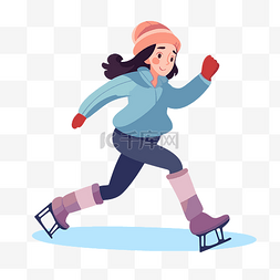 矢量卡通滑板女孩图片_滑冰剪贴画女孩女子滑冰溜冰鞋滑