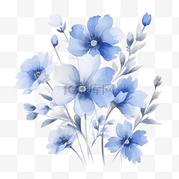 水彩蓝色春天的花朵