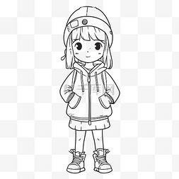 Cute girl in winter outfit coloring pages 动