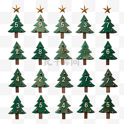 数学图片_数出所有圣诞枞树并将它们与数字