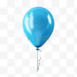 天猫装饰带图片_蓝色氦气球，带绳索隔离背景