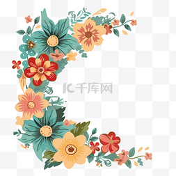 花卉边框与鲜花的空白文本或地方
