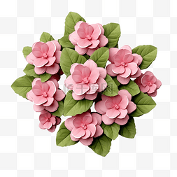花朵背景粉色图片_美丽的花朵和叶子的 3d 顶视图