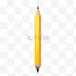 带有孤立背景的简单黄色铅笔 3D 