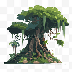 卡通雨林图片_雨林树 向量