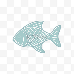 浅色背景上的蓝色鱼标志 向量