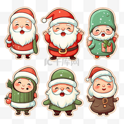节日快乐徽章图片_圣诞贴纸系列 带有可爱卡通人物