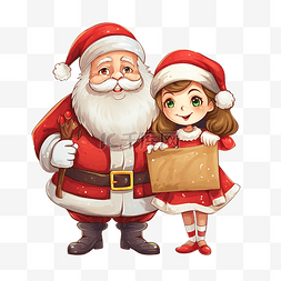 優惠價图片_快乐的圣诞老人和他的妻子的卡通