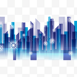 光体建筑图片_抽象未来派现代城市景观横图蓝色