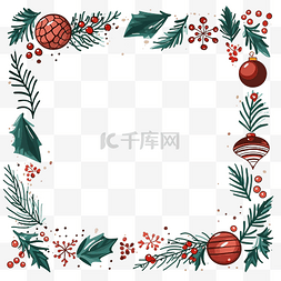 卡通简单线条风格装饰圣诞节的框