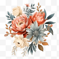 经典复古复古彩色花束花卉装饰插