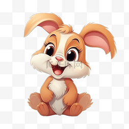 白色兔子装饰图片_兔子角色坐着笑有趣的复活节快乐